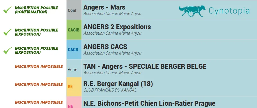 Exemple d'une inscription à une confirmation sur le calendrier 2026 Cédia
